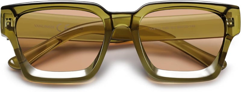 VANLINKER Thick Square Sunglasses for Men Women Retro Chunky Rectangle Shades UV400 Protection VL9731 - Image 2